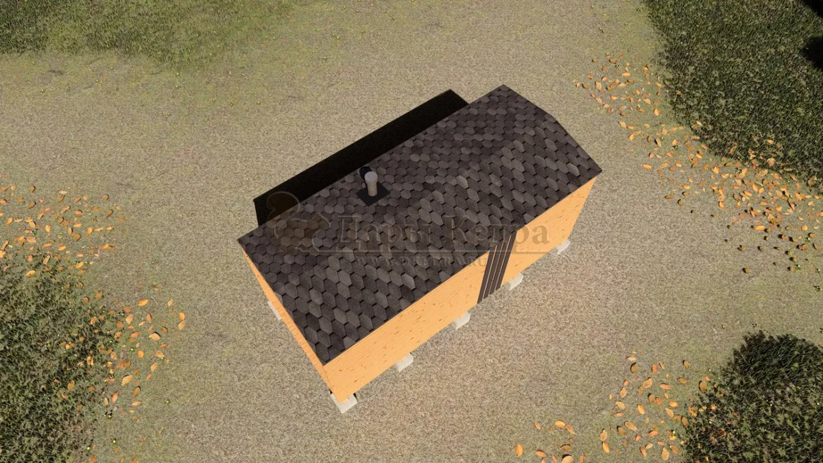 Каркасная баня «Барн» из кедра 5х2,2 метра с боковым входом