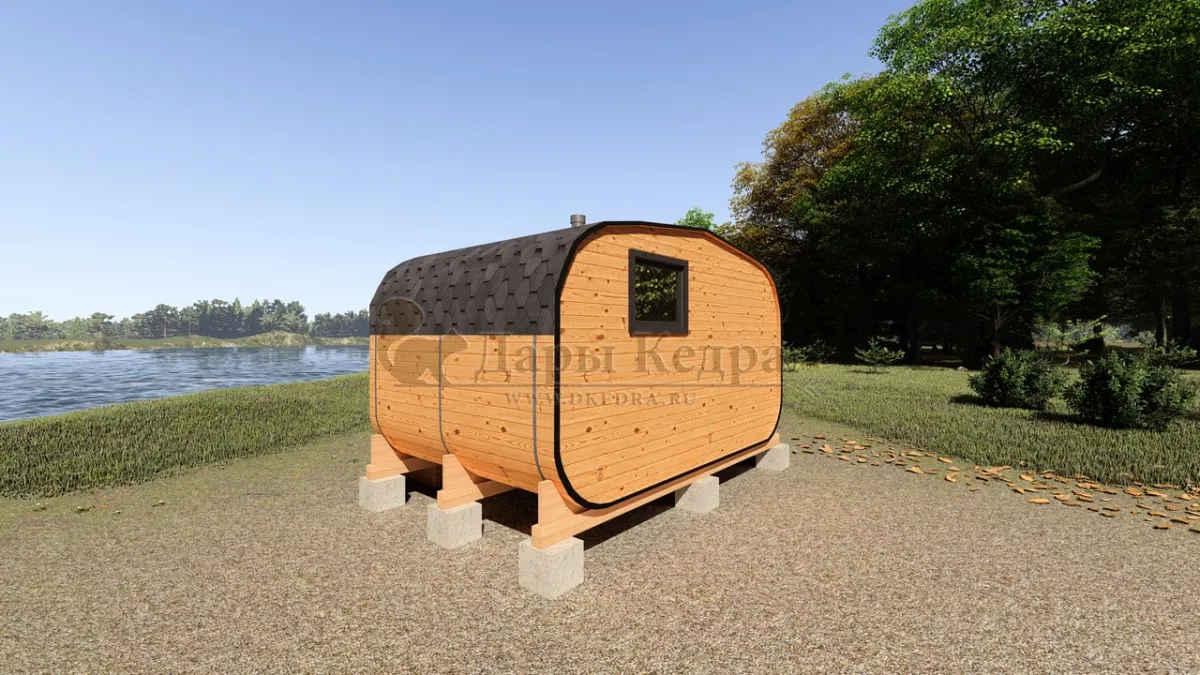Овальная-Окта баня-бочка из кедра 4х2,2 метра